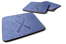 Load image into Gallery viewer, Periwinkle Blue Ribbon for Esophageal and Stomach Cancer Awareness Coasters - Set of 4 Lightweight Foam, Absorbent Drink Coasters AN1208FC