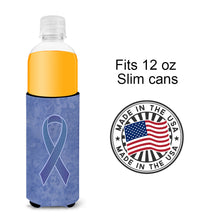 Load image into Gallery viewer, Periwinkle Blue Ribbon for Esophageal and Stomach Cancer Awareness Slim Can Hugger – Fun &amp; Functional Drink Coolers AN1208MUK