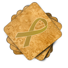 Load image into Gallery viewer, Gold Ribbon for Childhood Cancers Awareness Coasters - Set of 4 Lightweight Foam, Absorbent Drink Coasters AN1209FC