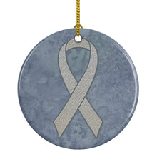 Load image into Gallery viewer, Clear Ribbon for Lung Cancer Awareness Ceramic Ornament AN1210CO1
