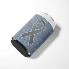 Load image into Gallery viewer, Grey Ribbon for Brain Cancer Awareness Can or Bottle Hugger AN1211CC