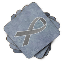 Load image into Gallery viewer, Grey Ribbon for Brain Cancer Awareness Coasters - Set of 4 Lightweight Foam, Absorbent Drink Coasters AN1211FC
