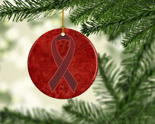 Load image into Gallery viewer, Burgundy Ribbon for Multiple Myeloma Cancer Awareness Ceramic Ornament AN1214CO1