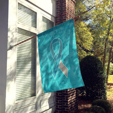 Load image into Gallery viewer, Teal and White Ribbon for Cervical Cancer Awareness Flag Canvas House Size AN1215CHF