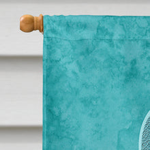 Load image into Gallery viewer, Teal and White Ribbon for Cervical Cancer Awareness Flag Canvas House Size AN1215CHF