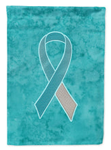 Load image into Gallery viewer, Teal and White Ribbon for Cervical Cancer Awareness Flag Canvas House Size AN1215CHF