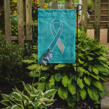 Load image into Gallery viewer, Teal and White Ribbon for Cervical Cancer Awareness Garden Flag – Inspirational Outdoor Support Decor