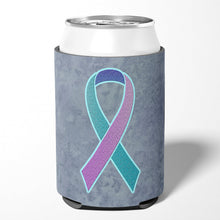 Load image into Gallery viewer, Teal, Pink and Blue Ribbon for Thyroid Cancer Awareness Can or Bottle Hugger AN1217CC