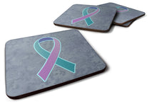 Load image into Gallery viewer, Teal, Pink and Blue Ribbon for Thyroid Cancer Awareness Coasters - Set of 4 Lightweight Foam, Absorbent Drink Coasters AN1217FC