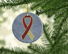 Load image into Gallery viewer, Burgundy and Ivory Ribbon for Head and Neck Cancer Awareness Ceramic Ornament AN1218CO1