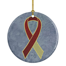 Load image into Gallery viewer, Burgundy and Ivory Ribbon for Head and Neck Cancer Awareness Ceramic Ornament AN1218CO1