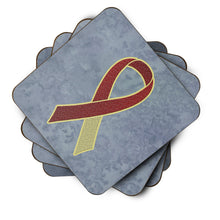 Load image into Gallery viewer, Burgundy and Ivory Ribbon for Head and Neck Cancer Awareness Coasters - Set of 4 Lightweight Foam, Absorbent Drink Coasters AN1218FC