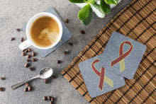 Load image into Gallery viewer, Burgundy and Ivory Ribbon for Head and Neck Cancer Awareness Coasters - Set of 4 Lightweight Foam, Absorbent Drink Coasters AN1218FC
