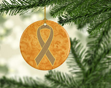 Load image into Gallery viewer, Peach Ribbon for Uterine Cancer Awareness Ceramic Ornament AN1219CO1
