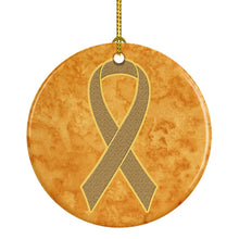Load image into Gallery viewer, Peach Ribbon for Uterine Cancer Awareness Ceramic Ornament AN1219CO1