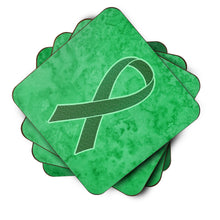 Load image into Gallery viewer, Kelly Green Ribbon for Kidney Cancer Awareness Coasters - Set of 4 Lightweight Foam, Absorbent Drink Coasters AN1220FC