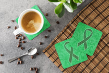 Load image into Gallery viewer, Kelly Green Ribbon for Kidney Cancer Awareness Coasters - Set of 4 Lightweight Foam, Absorbent Drink Coasters AN1220FC