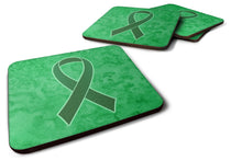 Load image into Gallery viewer, Kelly Green Ribbon for Kidney Cancer Awareness Coasters - Set of 4 Lightweight Foam, Absorbent Drink Coasters AN1220FC