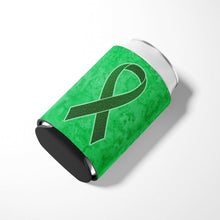 Load image into Gallery viewer, Emerald Green Ribbon for Liver Cancer Awareness Can or Bottle Hugger AN1221CC