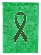 Load image into Gallery viewer, Emerald Green Ribbon for Liver Cancer Awareness Flag Canvas House Size AN1221CHF