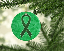 Load image into Gallery viewer, Emerald Green Ribbon for Liver Cancer Awareness Ceramic Ornament AN1221CO1