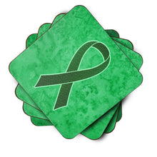 Load image into Gallery viewer, Emerald Green Ribbon for Liver Cancer Awareness Coasters - Set of 4 Lightweight Foam, Absorbent Drink Coasters AN1221FC