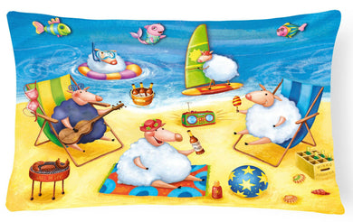 Party Pigs on the Beach Fabric Decorative Pillow APH0081PW1216
