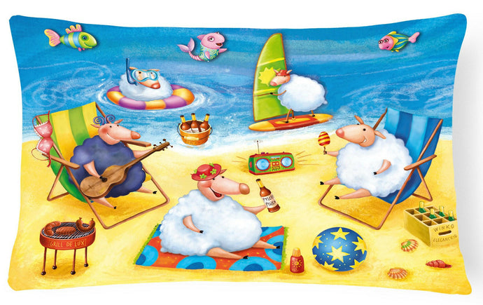 Party Pigs on the Beach Fabric Decorative Pillow APH0081PW1216