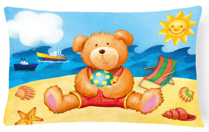 Teddy Bear on the Beach Fabric Decorative Pillow APH0088PW1216