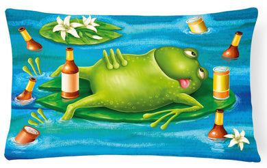 Frog Drinking Beer Fabric Decorative Pillow APH0093PW1216