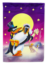 Load image into Gallery viewer, Just Married Wedding Penguins Flag Canvas House Size APH0244CHF