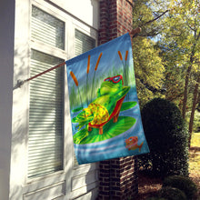 Load image into Gallery viewer, Frog Chilaxin on the Lilly Pad Flag Canvas House Size APH0521CHF