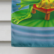 Load image into Gallery viewer, Frog Chilaxin on the Lilly Pad Flag Canvas House Size APH0521CHF