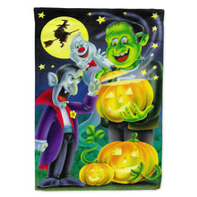 Load image into Gallery viewer, Halloween with Dracula and Frankenstein Flag Canvas House Size APH0935CHF