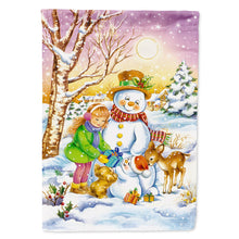 Load image into Gallery viewer, Girl and Animals with Snowman Flag Canvas House Size APH3544CHF