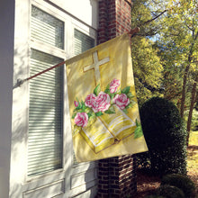 Load image into Gallery viewer, Easter Cross and Bible with Roses Flag Canvas House Size APH4072CHF