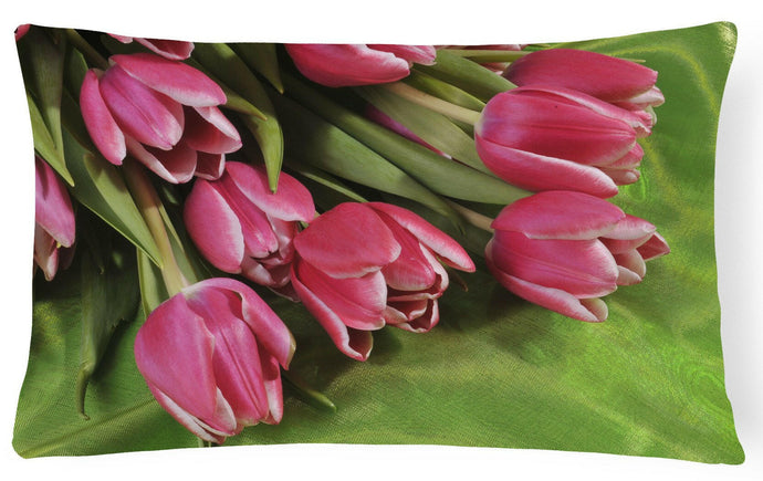 Pink Tulips Fabric Decorative Pillow APH5048PW1216