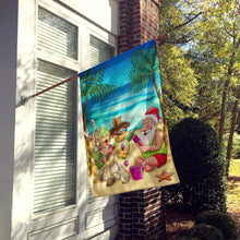 Load image into Gallery viewer, Beach Christmas Santa Claus and Sandman Flag Canvas House Size APH5148CHF