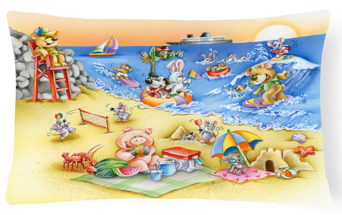 Animals Swimming at the Beach Fabric Decorative Pillow APH6822PW1216