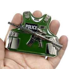 Load image into Gallery viewer, BL13-014 MILITARY POLICE MP ARMY M4 Body Armor 3D self standing Police Challenge Coin ARMY Thin Green Line