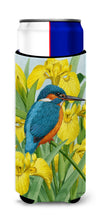 Load image into Gallery viewer, Kingfisher in Yellow Irises Slim Can Hugger – Fun &amp; Functional Drink Coolers ASA2009MUK