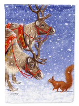 Load image into Gallery viewer, Reindeers &amp; Squirrel Garden Flag – Decorative Outdoor Yard Flag ASA2016GF