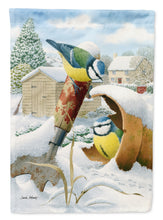 Load image into Gallery viewer, Eurasian Blue Tits Birds in Flower Pot Flag Canvas House Size ASA2053CHF