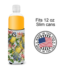 Load image into Gallery viewer, Eurasian Blue Tits at feeding time Slim Can Hugger – Fun &amp; Functional Drink Coolers ASA2081MUK