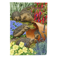 Load image into Gallery viewer, Hedgehogs in the Flower Pot Flag Canvas House Size ASA2087CHF