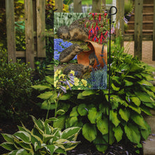 Load image into Gallery viewer, Hedgehogs in the Flower Pot Garden Flag – Decorative Outdoor Yard Flag ASA2087GF