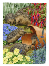 Load image into Gallery viewer, Hedgehogs in the Flower Pot Garden Flag – Decorative Outdoor Yard Flag ASA2087GF