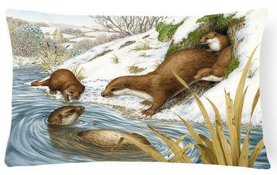 Playtime Otters Fabric Decorative Pillow ASA2186PW1216