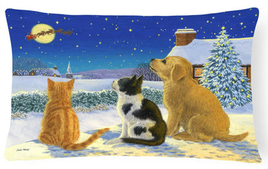 Golden Retriever and kittens Watching Santa Fabric Decorative Pillow ASA2208PW1216