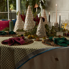 Load image into Gallery viewer, Embroidered golden bee tablecloth, white